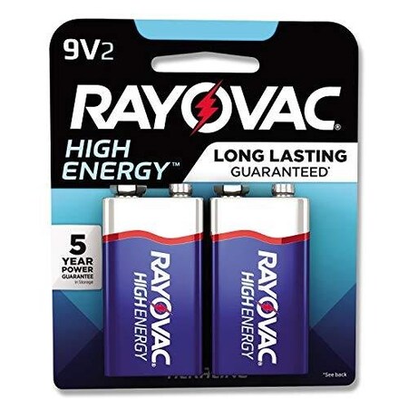 Rayovac High Energy Alkaline 9V Batteries 2Pack 2PK A1604-2J